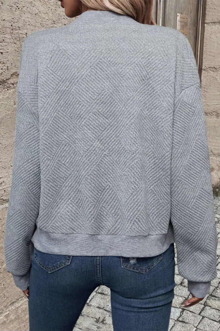 Chaqueta Bomber de Punto Texturizado con Cremallera