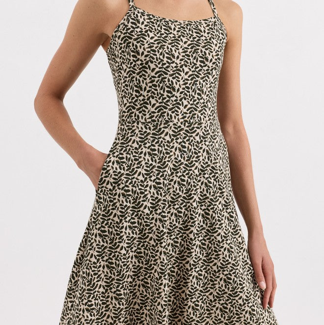 Vestido Midi Fit & Flare Estampado Tirantes