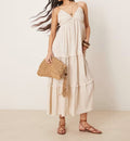 Vestido Midi Tirantes con Espalda con Lazo