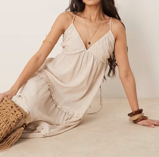 Vestido Midi Tirantes con Espalda con Lazo